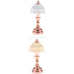 F Fityle 1 12 Maison de Poupée Miniature Lampe de Table de Bureau Colonne En Or Rose Abat-jour Blanc + 1 12 Maison de Poupée Miniature Lampe de Table de Bureau - BWW1KQULC