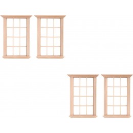 Housoutil 4Pcs Miniature Meuble de Maison de Poupée Woodenn Fenêtre 1: 12 Échelles Miniatures Bois Fenêtres Mini Modèle de Fenêtre Mini Voleurs de Bricolage Accessoires Artisanaux pour Les - B3NA3BGWM