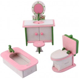 Pollhouse Wooden Meuvailles Définir la chaise miniature commode baignoire Modèle de toilette Accessoires de maison de poupée accessoires de maison de poupée - BKW22ANBJ