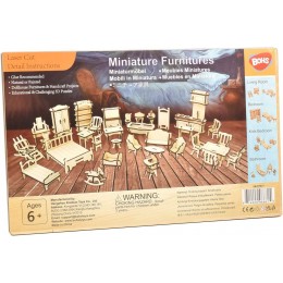BOHS Kit de 34 pièces pour Meubles de Maison de poupée Puzzle 3D en Bois Bricolage Modèles Miniatures Accessoires de Maison de poupée 6 Ans et Plus - BV3J9SAIF
