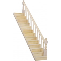 Escalier Miniature en Bois avec Rampe Droite Pré-assemblée pour Maison de Poupées - B1HMAOMJB