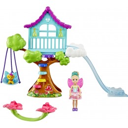 Barbie Dreamtopia Coffret Cabane dans l’Arbre Enchantée avec Mini-poupée Chelsea Fée Figurine Chiot et Accessoires Jouet pour Enfant GTF49 - B4433RNIP