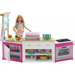 Barbie Métiers coffret poupée cheffe avec kit cuisine accessoires pour repas et cinq pots de pâte à modeler emballage fermé jouet pour enfant GWY53 - B2VWBUJSX
