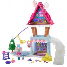 Enchantimals coffret Chalet des Neiges de Bevy Lapin mini-poupée figurine animale Jump 5 espaces de jeu jouet pour enfant GJX50 - BVKD2RALI