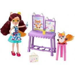 Enchantimals Coffret ​L’Atelier de Peinture de mini-poupée Felicity Renard et figurine animale Flick accessoires inclus jouet pour enfant GBX03 - BJE16EQWB