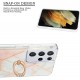 CESTOR Glitter Marbre Coque pour Samsung Galaxy S21 Ultra 5G,Géométrique Marbre Motif Souple Silicone TPU Bumper Antichoc Housse Etui de Protection avec 360 Degrés Rotation Support Bague,Rose Blanc - BE1H9PAJG