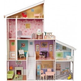 Basics Maison de poupée en bois 4 étages avec meubles pour poupées de 30.48 cm - BW5A3UXNE