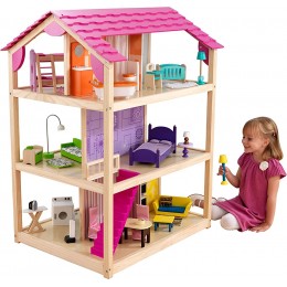 KidKraft 65078 Maison de poupées en bois So Chic incluant accessoires et mobilier 3 étages de jeu pour poupées 30 cm - BKHN5PHFH