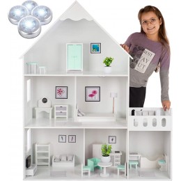 Kinderplay Grande Maison Poupee Bois de Poupée Barbie Version avec Accents Vert Menthe avec 38 Accessoires Maison de Poupee Haute de 118 cm Modèle GS0023A - BM218MKZE