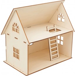 Kit de construction d'une maison de poupée h: 25 cm dim. 18x27 cm triplex 1pièce ép. 4 mm - B46K2BXLD