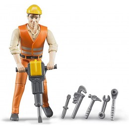 BRUDER 60020 Figurine ouvrier avec accessoires de chantier - B5Q6QDOSN