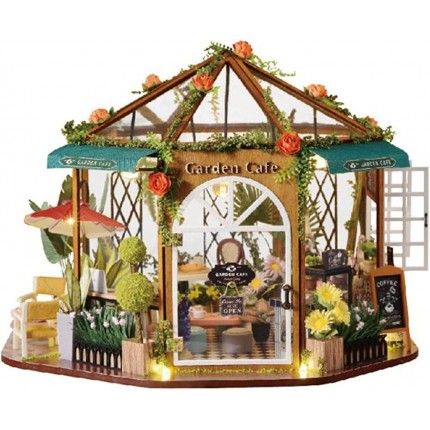 Yedaoiu DIY Bois Doll House Modèle Kits Coffee Shop Miniature Artisanat Chambre avec mobilier et Accessoires pour la décoration de la Maison Cadeau d'anniversaire pour Fille,Marron - BNM9KWPSK