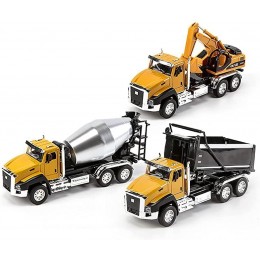 AIPUPU Ensemble de jouets de camions de construction paquet de 3 véhicules de construction d'ingénierie moulés sous pression camion à benne basculante excavatrice camion mélangeur voitures miniat - BKHD1KTOS