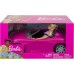 Barbie Voiture Cabriolet Rose décapotable avec deux sièges noirs ceintures et rétroviseurs argentés poupée incluse jouet pour enfant FPR57 - BDJDBNFVP