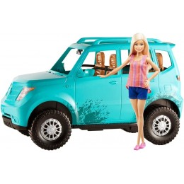 Barbie Voiture tout-terrain véhicule 4 places turquoise avec carosserie éclaboussée de boue poupée blonde incluse jouet pour enfant FGC99 - BBA7NGKSS