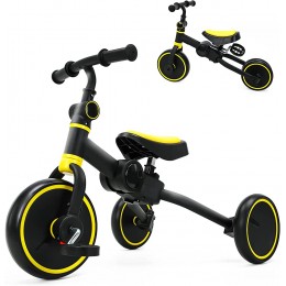 UBRAVOO Vélo tricycle roue de course siège souple réglable en hauteur pédale amovible convient aux enfants de 1 à 4 ans jaune jaune - BBN6VOYQI