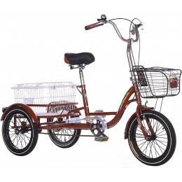 Vélo Tricycle Adulte Tricycle pour Adultes Tricycle de croisière 16 Pouces 3 Roues Tricycle Cargo à pédale avec Panier pour Les Sports de Plein air Shopping à Vitesse Unique - B8E74GUDJ