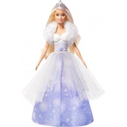 Barbie Dreamtopia poupée princesse Flocons avec robe qui se déploie et cheveux blonds à mèche rose jouet pour enfant GKH26 - BQ71WDFMC