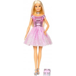 Barbie poupée Joyeux Anniversaire avec robe rose et cadeau inclus jouet pour enfant GDJ36 - BA1EKMHOP