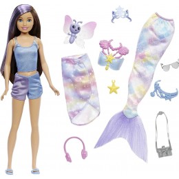 Barbie Poupée Skipper de Barbie Mermaid Power avec 10 Éléments dont une Queue de Sirène des Vêtements un Animal et des Accessoires Jouet Enfant Dès 3 ans HHG55 - BKWQQIGNL
