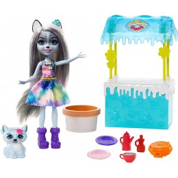 Enchantimals coffret Stand de Gaufres mini-poupée Hawna Husky figurine animale Crème Fouettée pâte à modeler et accessoires jouet pour enfant GJX37 - BB5E1CYHO