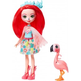 Enchantimals Mini-poupée Fanci Flamant et Figurine Animale Swash aux cheveux rouges avec jupe à motifs en tissu jouet enfant GFN42 16 centimeters - BK343DXMR