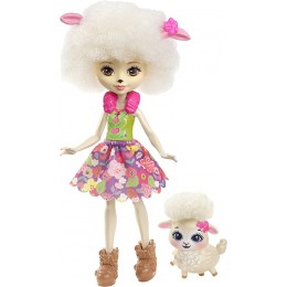 Enchantimals Mini-poupée Lorna Brebis et Figurine Animale Flag aux cheveux blancs et bouclés avec jupe à motifs en tissu jouet enfant FNH25 - B9A66LIKD