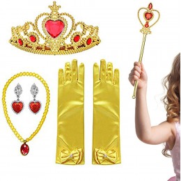 Accessoires d'habillage de princesse | Boucles d'oreilles de collier de de gants de couronne de princesse Enfant en bas âge habiller princesse jouets avec accessoires de mode faire semblant de Hjkj - B39ENCNKD