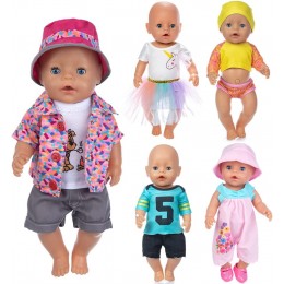 ebuddy Lot de 5 accessoires de vêtements de poupée pour poupée de nouveau-né de 43 cm comprenant une barboteuse un bikini un vêtement de sport décontracté avec chapeau - BAA12IHTA