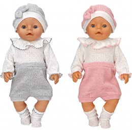 Ensemble de 2 vêtements de poupée New Born pour poupée 35-45 cm en laine avec chapeau et chaussettes - B12WESFEG