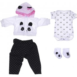 Vêtements pour poupées bébé Reborn 16-18'- Accessoires pour tenues pour bébés nouveau-nés 4 ensembles de vêtements assortis Tenue de panda bébés nouveau-nés Cadeau d'anniversaire de Noël pour fille - BBHK3UOQP